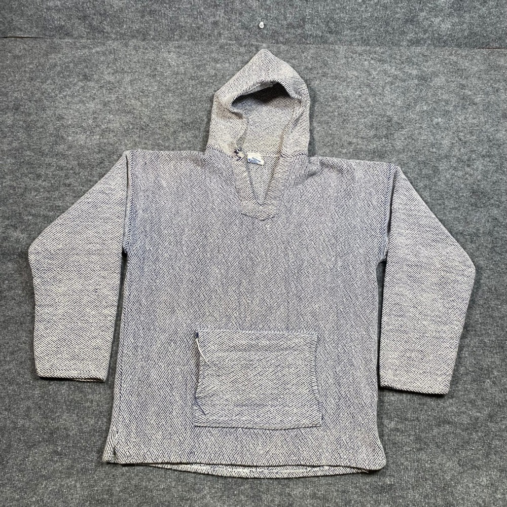 Vintage S Focus Baja Hoodie Mens XL Blue White Woven Cotton Drug Rug Mexico
